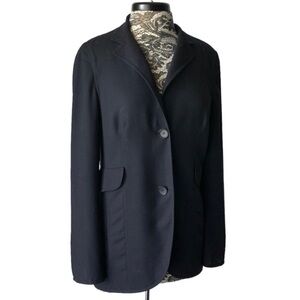 Akris + Bergdorf Goodman Wool Blazer Navy Blue Size 8